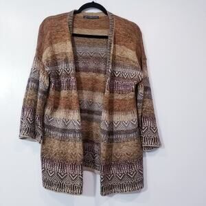 Peruvian Connection Geometric Prints Knitwear Cardigan Open Front